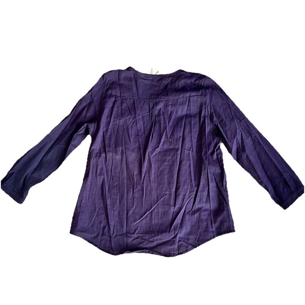 NWT Cellabie Large Navy Blue‎ Emboridered Long Sleeve Peasant Top Shirt Boho New - Picture 2 of 5